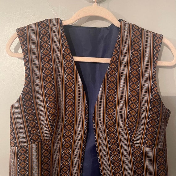 Vintage Fall Blue and Brown Vest size Medium - image 2