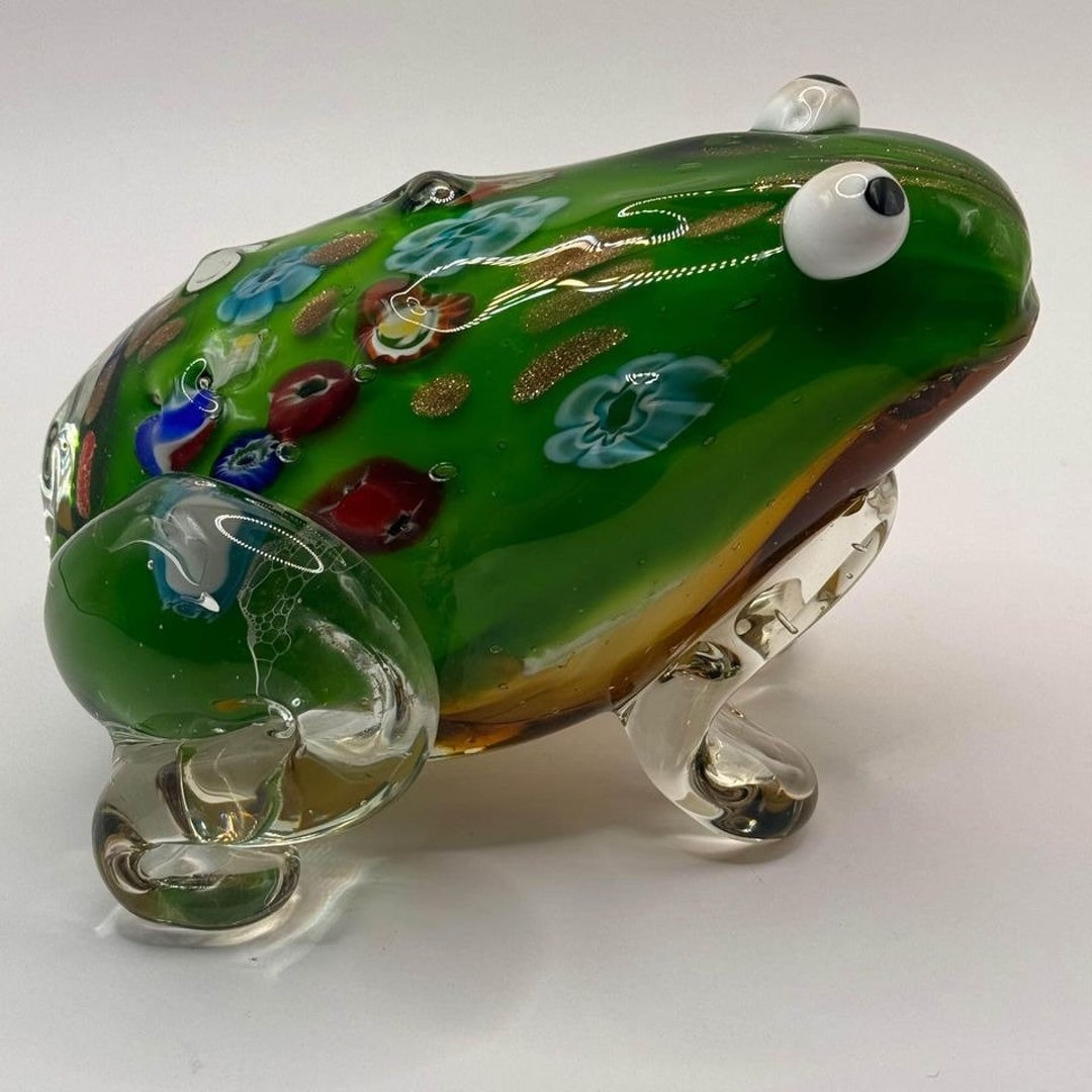 Murano Style Glass Frog Paperweight Etsy
