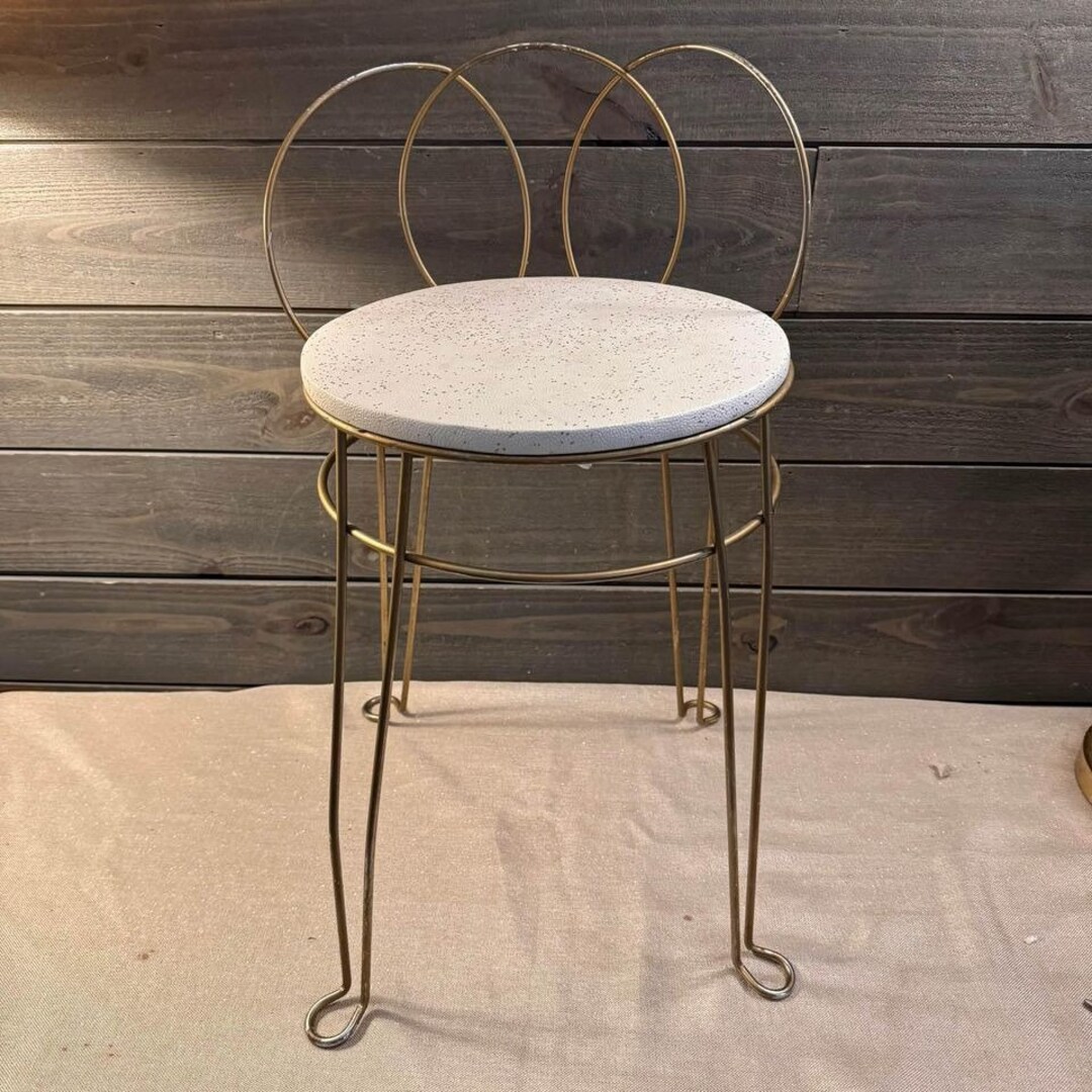 Vintage MCM Vanity Stool Hollywood Regency Etsy