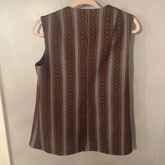 Vintage Fall Blue and Brown Vest size Medium - image 9