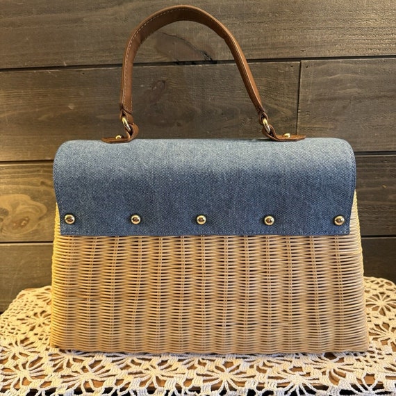 Kontessa Italian Straw Handbag Pre Owned - image 6