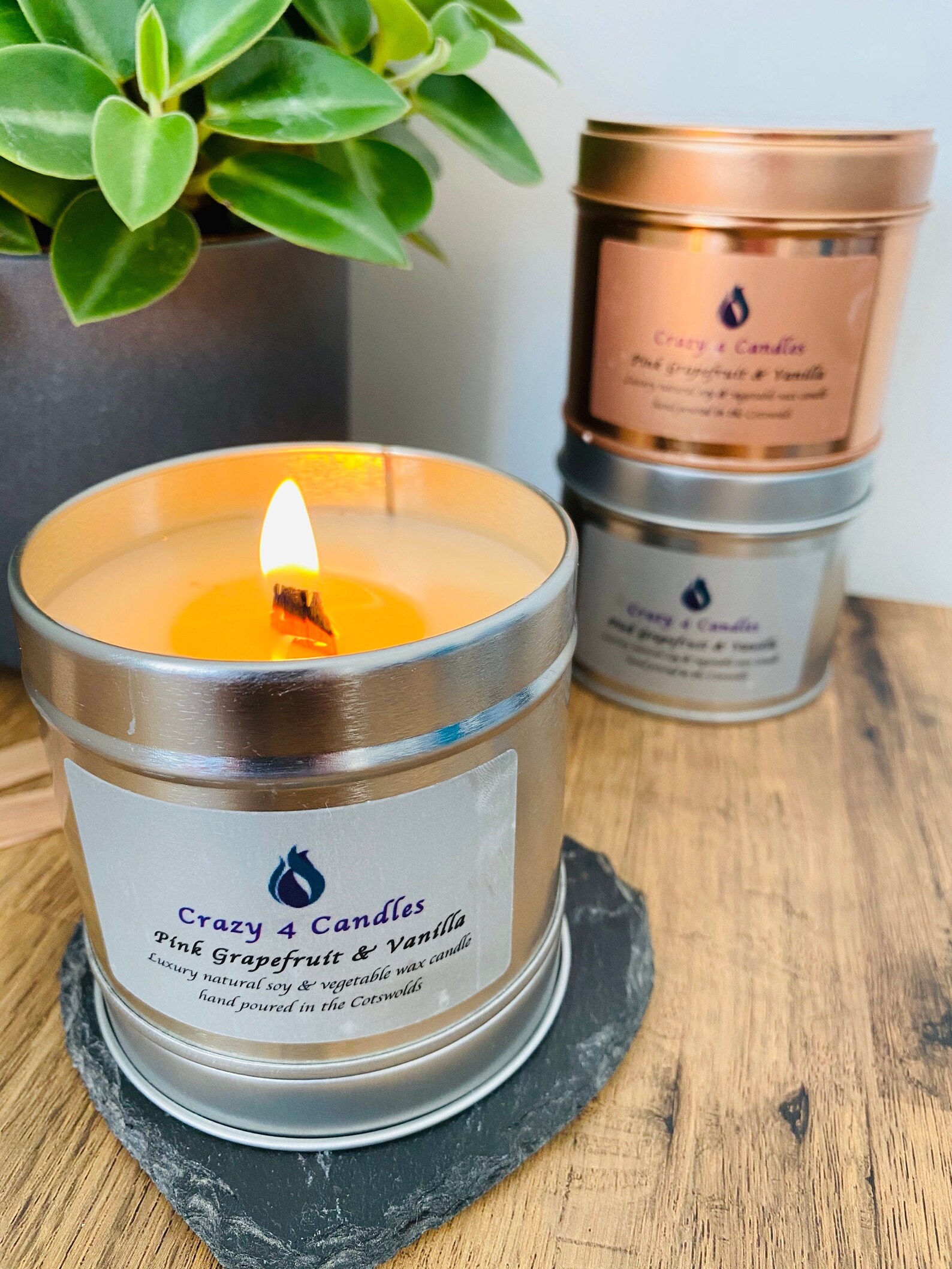 Luxury Candle Pink Grapefruit & Vanilla Wooden Wick Natural Etsy