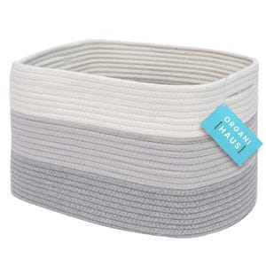OrganiHaus Cotton Rope Storage Basket for Closet, Towel Basket for Bathroom, Woven Basket for Storage, Baskets for Organizing, 15x9x9in Gray