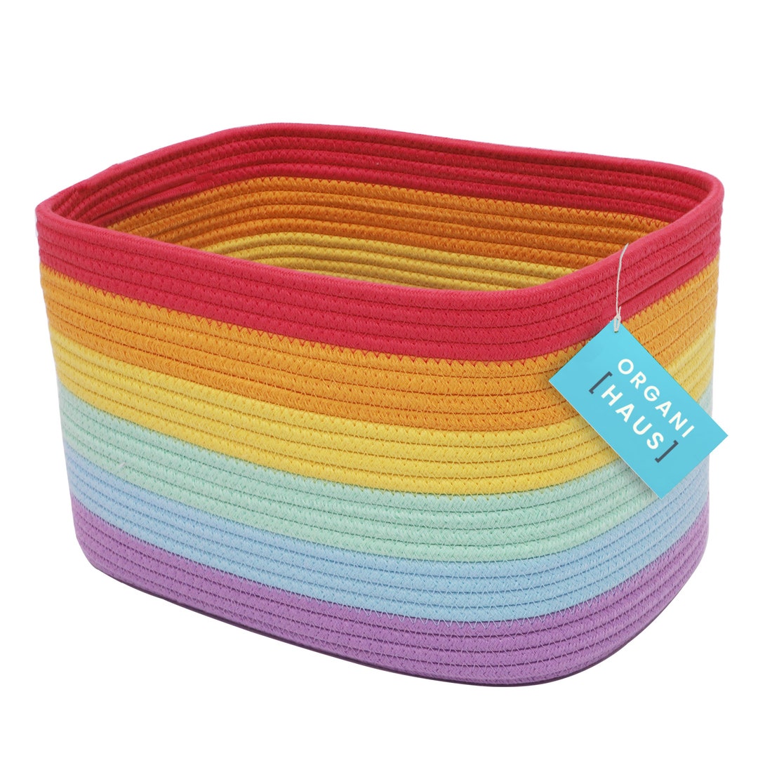 Organihaus Rope Rainbow Storage Baskets for Shelves Rainbow Baskets for
