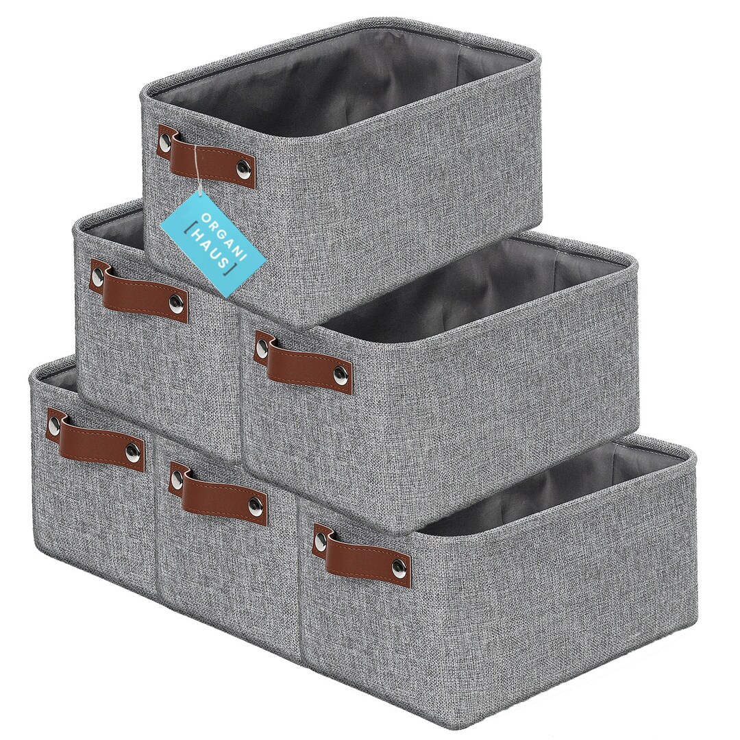 Organihaus Small Fabric Storage Baskets for Shelves 6 Pack 12x8in