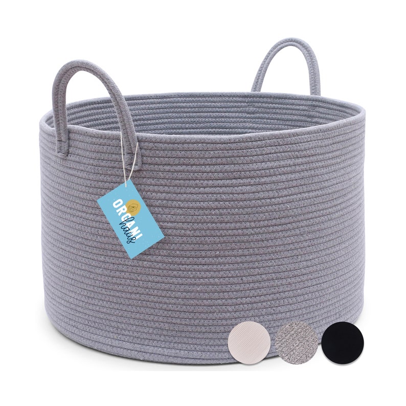OrganiHaus XXL Extra Large Grey Cotton Rope Basket Etsy