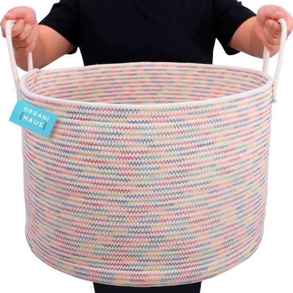 OrganiHaus Rope Rainbow Storage Baskets for Shelves | Rainbow Baskets for  Pastel Classroom Decor | Baby Basket for Pastel Room Decor | Pastel Rainbow