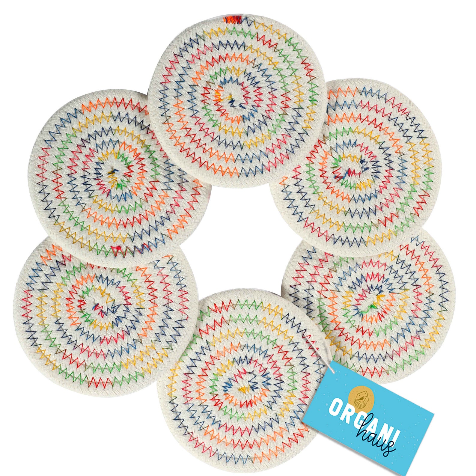 OrganiHaus Cotton Rope Cup Coasters Set of 6 Handmade Etsy