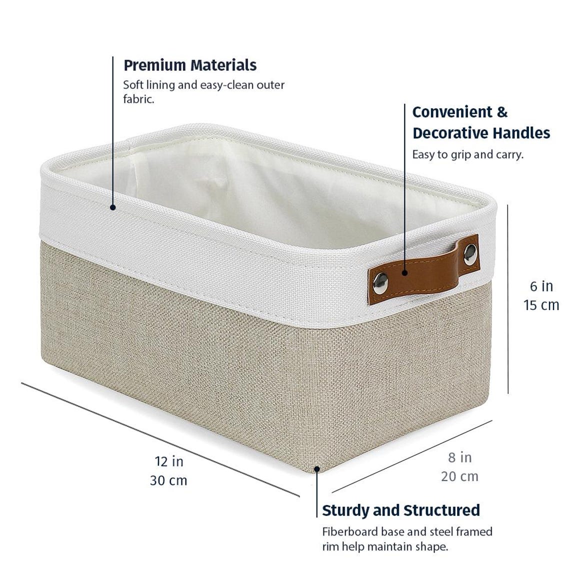 Organihaus Beige/off-white Fabric Storage Baskets – 6 Pack Small 12x8x6 ...