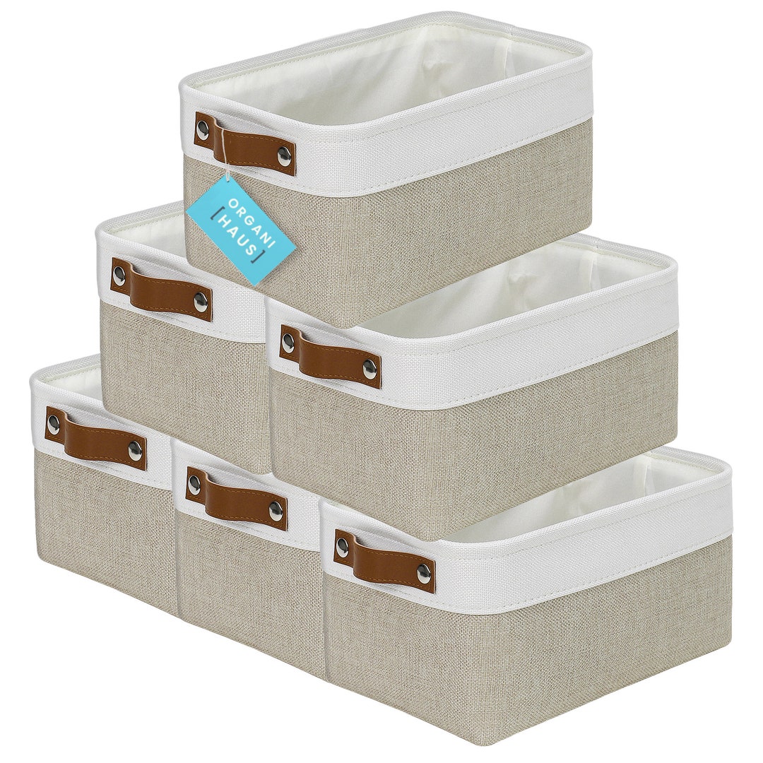Organihaus Small Fabric Storage Baskets for Shelves 6 Pack 12x8in ...