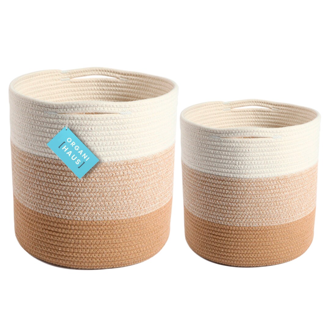 Organihaus 2pack Cotton Rope Planter Baskets for Indoor Plants Storage