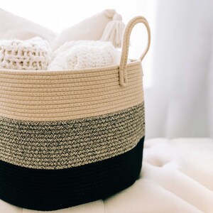 Organihaus XXL Cotton Rope Blanket Basket Decorative Storage Baskets