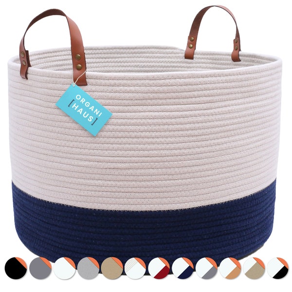 Navy Blue Rope Blanket Baskets Etsy