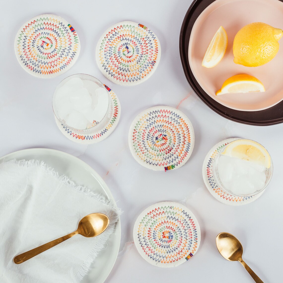 OrganiHaus Cotton Rope Cup Coasters Set of 6 Handmade Etsy