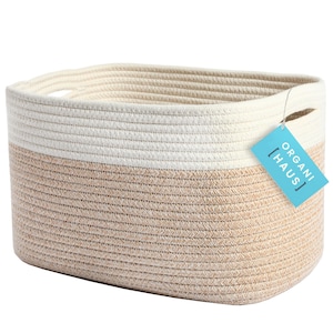 OrganiHaus Cotton Rope Storage Basket: Light Honey Woven Bin