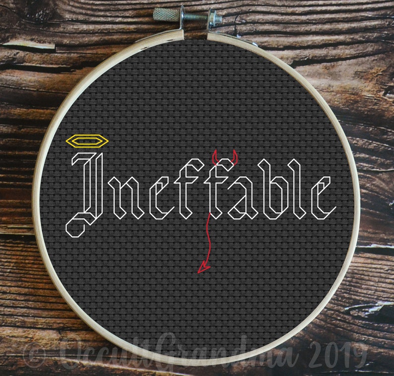 Ineffable Lettering Ineffable Good Omens Angel Demon Cross Stitch Pattern - DIGITAL ...