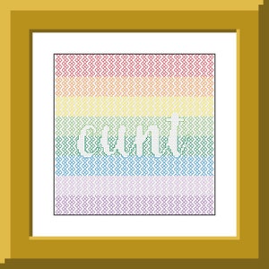 Rainbow Geometric C*nt Blackwork Cross Stitch Pattern - DIGITAL DOWNLOAD