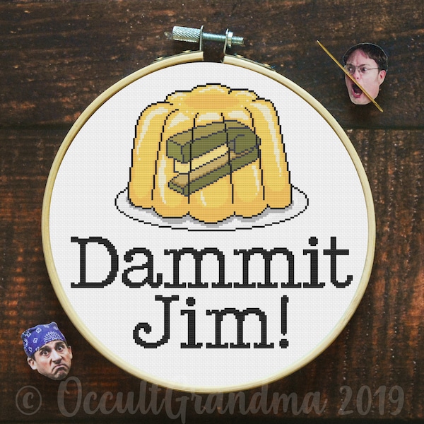 The Office Stapler In Jello Dammit Jim Dwight Schrute Quote Cross Stitch Pattern - DIGITAL DOWNLOAD