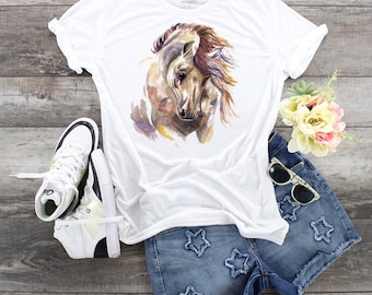 Watercolor Horse T-Shirt: Bella Canvas Equestrian Design