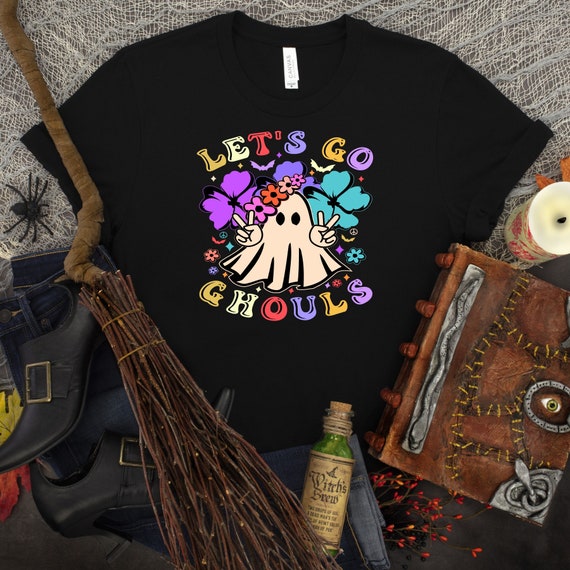 Let's Go Ghouls Retro Ghost Tee: Hippie Halloween