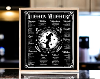 Kitchen Witch Sign, Witchy Kitchen Decor, Herbal Magic Wall Art, Pagan Kitchen Decor, Cottagecore Witch Gift, Apothecary Sign