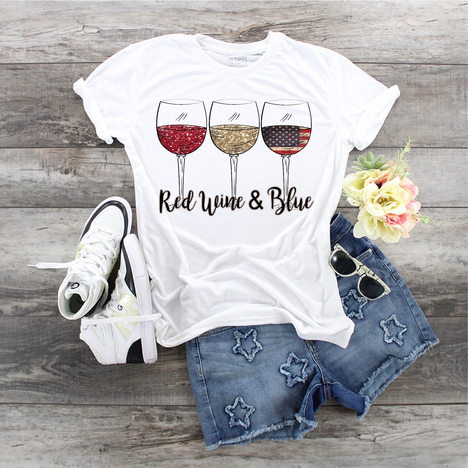 Red Wine & Blue 4th of July Wine Red White Blue Wine Etsy