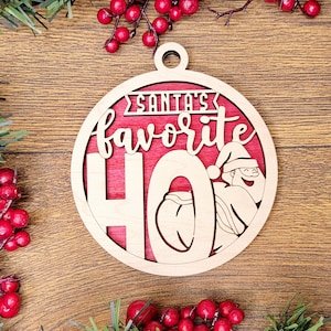Ornament, Naughty Christmas, Holiday Decorations, 4 Inch Laser Cut and Engraved Wooden, Pole Dancer, Well Hung, Adult Christmas, Dirty Xmas