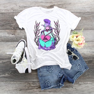 Valentines, Gothic Pastel, Love Potion, Love Potion Shirt, Skull Heart shirt, Pastel Colors Skull Potion Bottle, Gothic Valentines, Witchy t