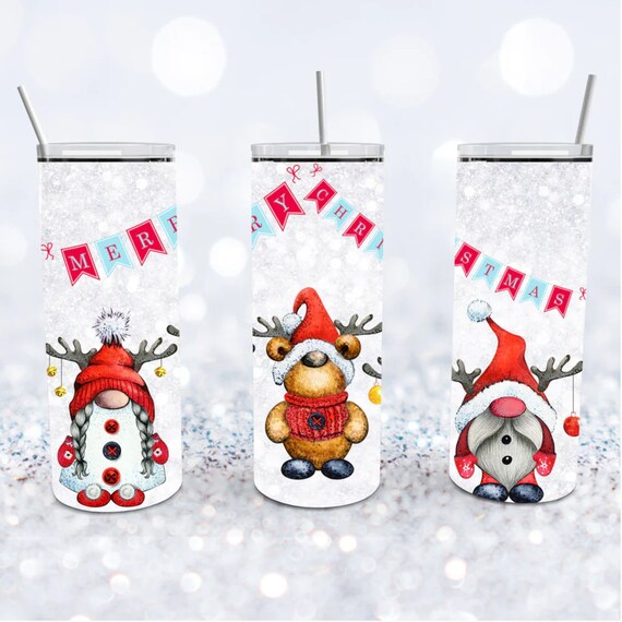  Christmas insulated tumblers with lid and straw, double wall,  BPA FREE (Santa Claus-Snowman) : Home & Kitchen