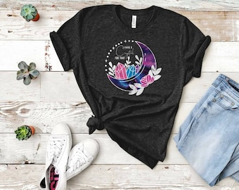 Witchy Moon Crystal Shirt, Crescent Moon Graphic Tee, Bella Canvas Top
