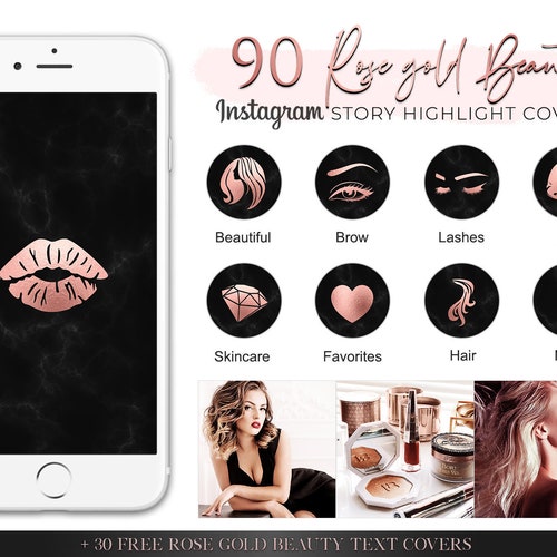 Beauty Gold Instagram Highlight Covers Highlight Icons | Etsy