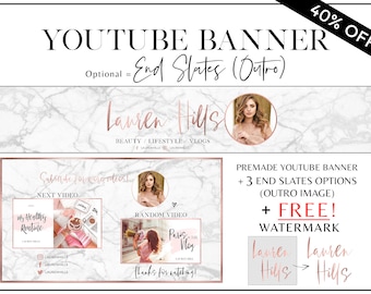 Custom Youtube Channel Art Banner Grey Marble Original Etsy