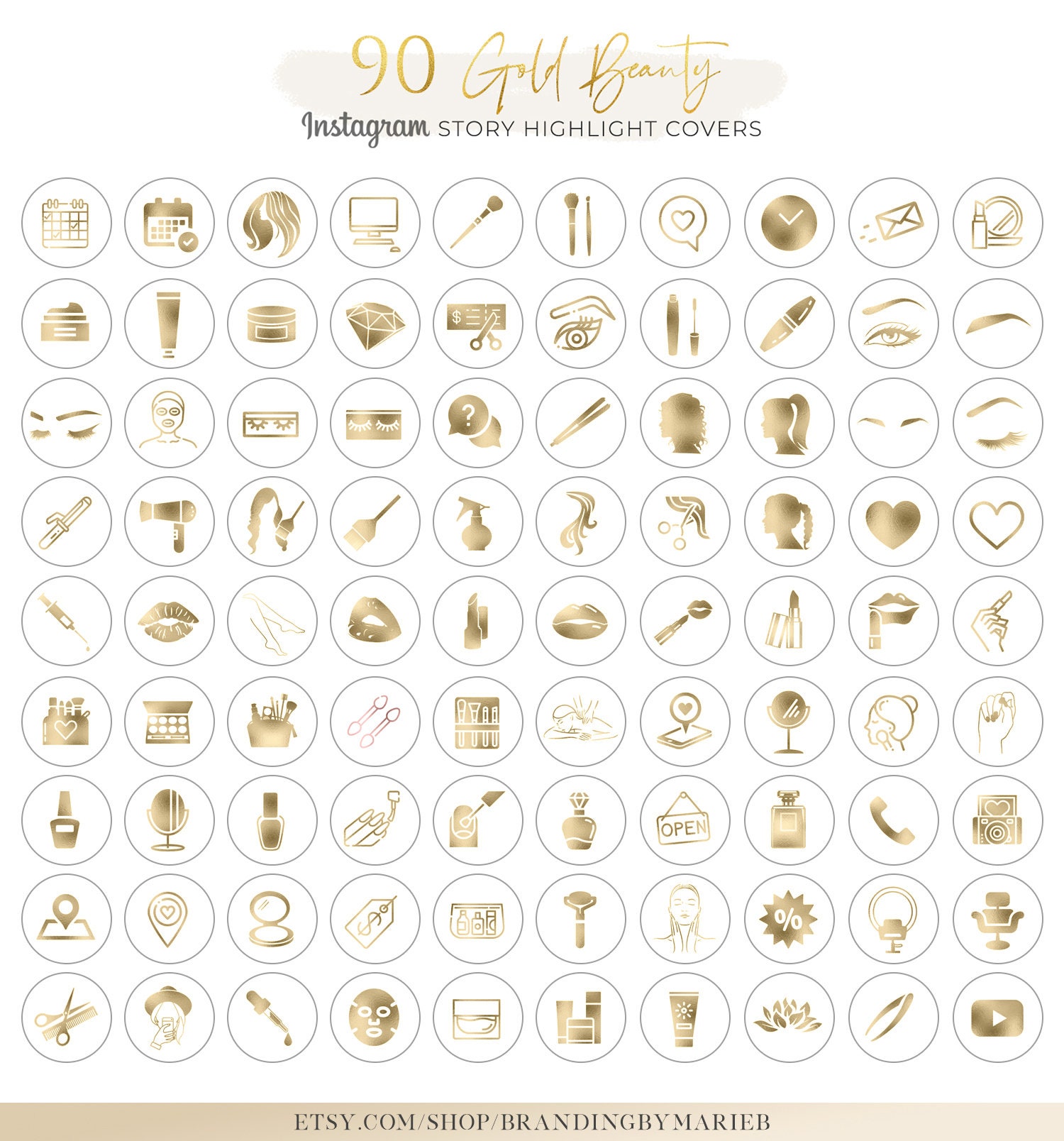 Beauty Gold Instagram Highlight Covers Highlight Icons - Etsy