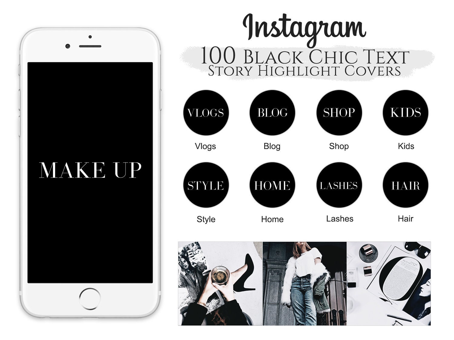 Black and White Instagram Story Highlight Icons for Bloggers, Instagram  Story Highlight Covers, Beauty Blog Higlights, Text Only Story Icons -   Canada