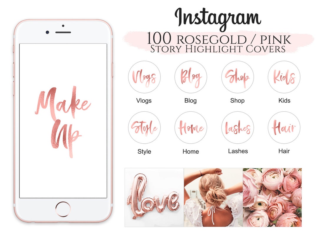 Rose Gold Pink Instagram Highlight Covers Highlight Icons - Etsy