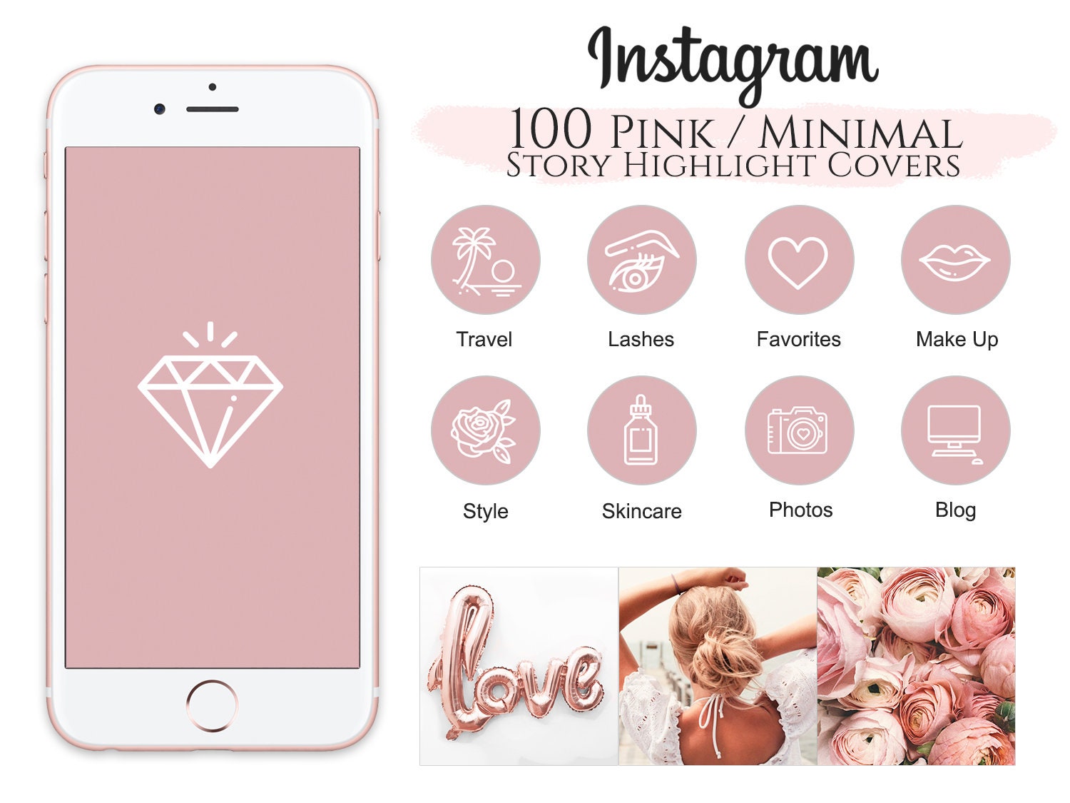 Pink Minimal Instagram Highlight Covers Highlight Icons Etsy Pink Minimal Instagram Highlight Covers Highlight Icons Etsy