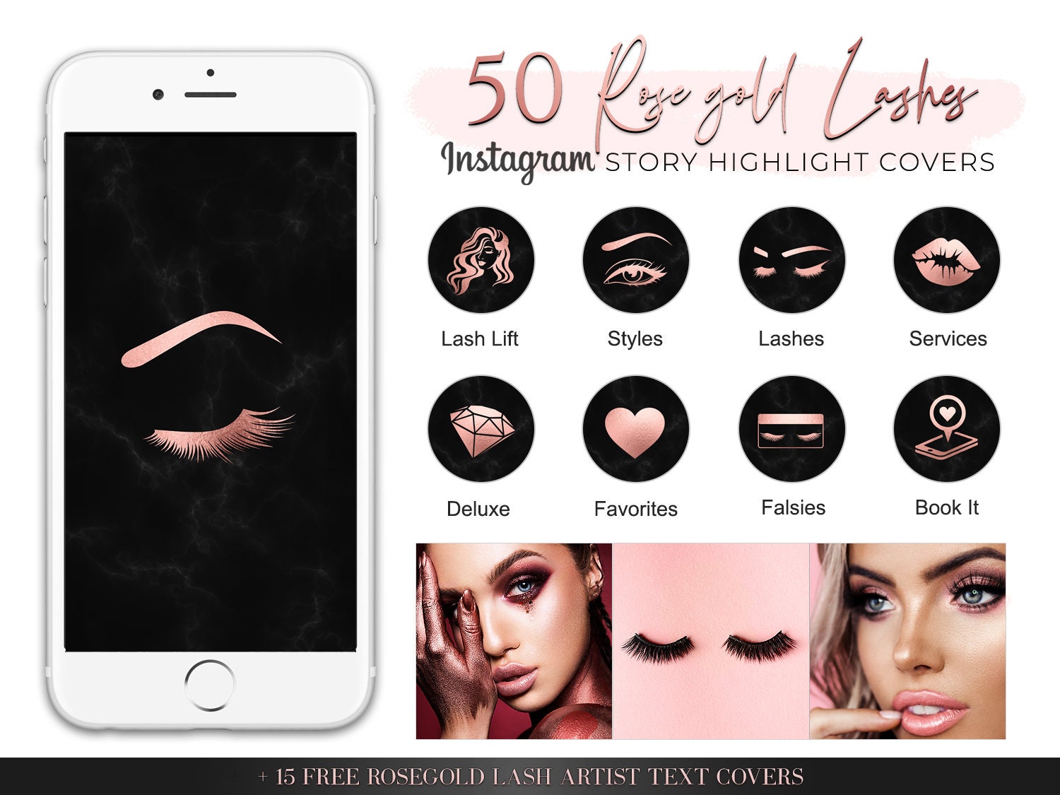 Instagram Story Covers for Lash Technicians Beauty Instagram Highlight Icons Blush Black Beauty Highlights Beauty Artist Instagram Covers