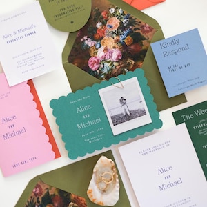 Stella Wedding Invitation Suite | Luxury Wedding Invitations | Semi Custom, Letterpress, Gold Foil