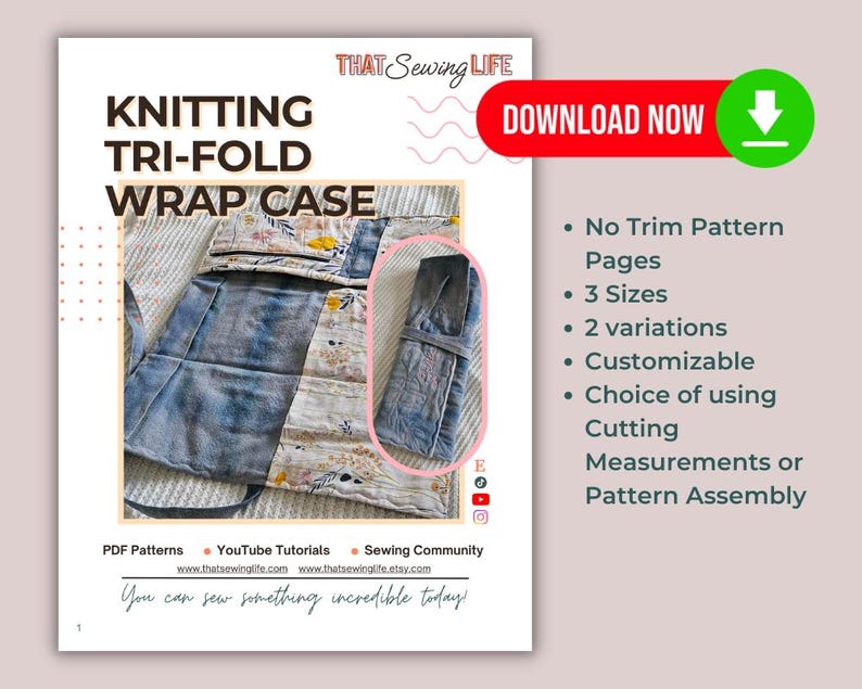 Knitting Needle Organizer PDF Sewing Pattern for Beginners, Instant ...