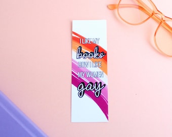 Funny Lesbian Bookmark, Inclusive WLW Bookmark, Gay Book Representation, Lesbian Book Representation, Lesbian Pride Flag, Lesbian Bookworm