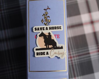 Country Music Lyrics Save a Horse Ride a Cowboy | Early 2000s decal | Custom decoration for laptop waterbottle kindle & more | gift for all