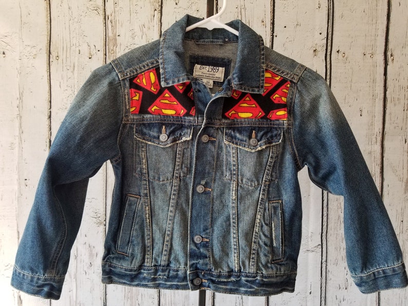 Boys or Girls Size 56 Marvel Comics Jean Jacket-Embellished Denim Jacket-Unisex Upcycled Jean Jacket-Birthday Gift-One of a Kind Jean Coat