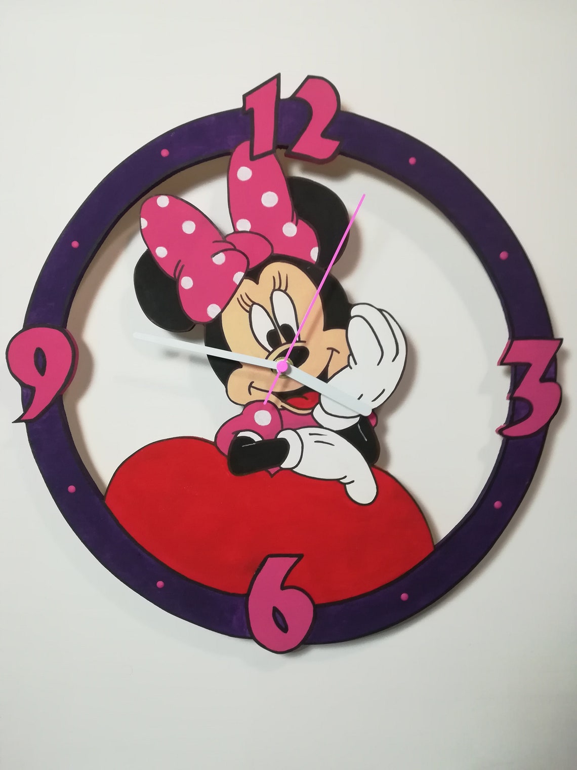 Minnie Mouse, Cartoon Character, Handmade Wooden Wall Clock - Etsy