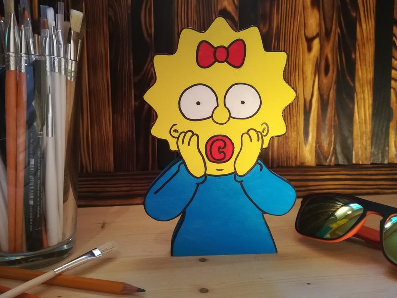 The Simpsons Maggie free stand shelf wood decoration Funny wooden cartoon figure