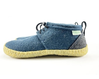 Kid's Wool Outdoor Slippers with Rubber Sole - Navy Tengries Walkabouts