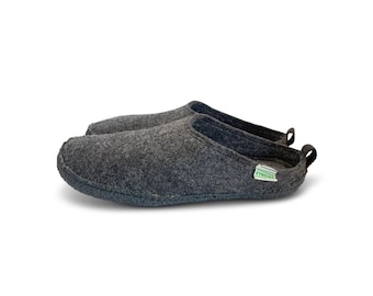 Men's Wool Slip-On Slippers with Rubber Soles