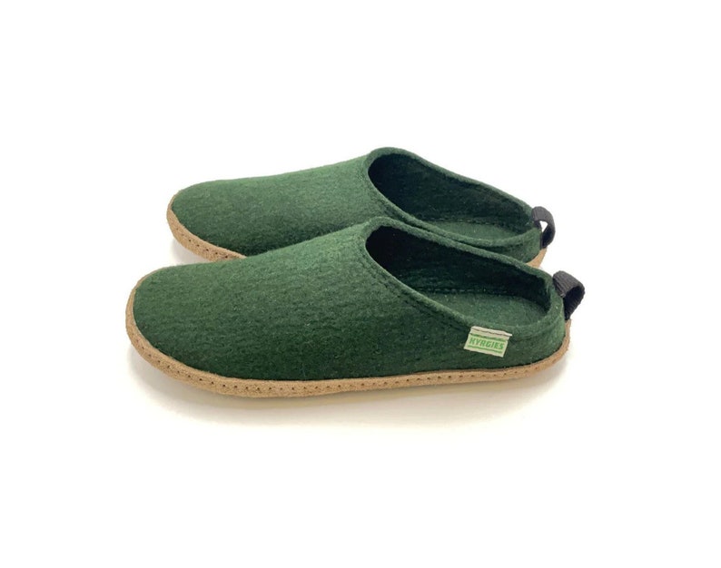 Kyrgies Men's Wool Slides Slippers Green