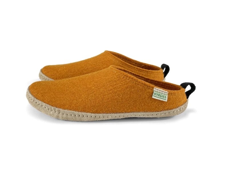 Kyrgies Men's Wool Slides Slippers Orange