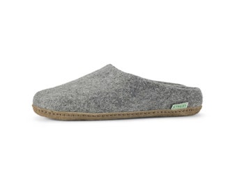 Men's Kyrgies Wool Slippers with All Natural Sole - Low Back - Gray