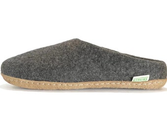 Women's All Natural Wool Felt Slippers - Charcoal